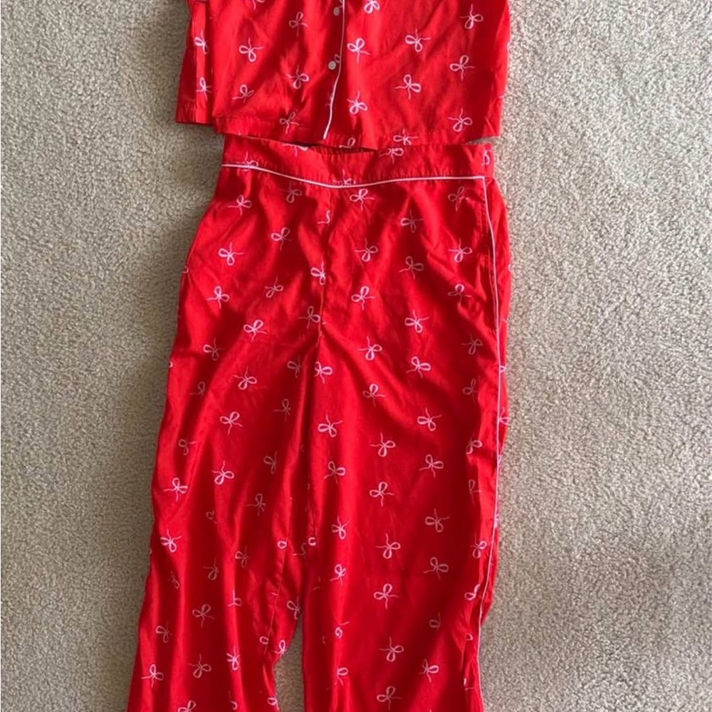 Shabby Chic Red and White Pajama Set